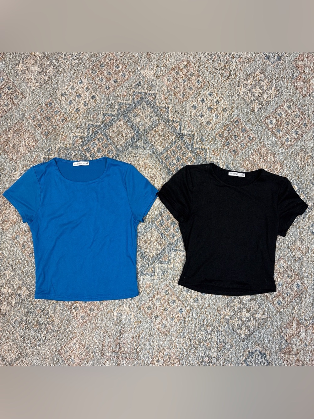 Sincerely Jules Short Sleeve Tees in Blue & Black